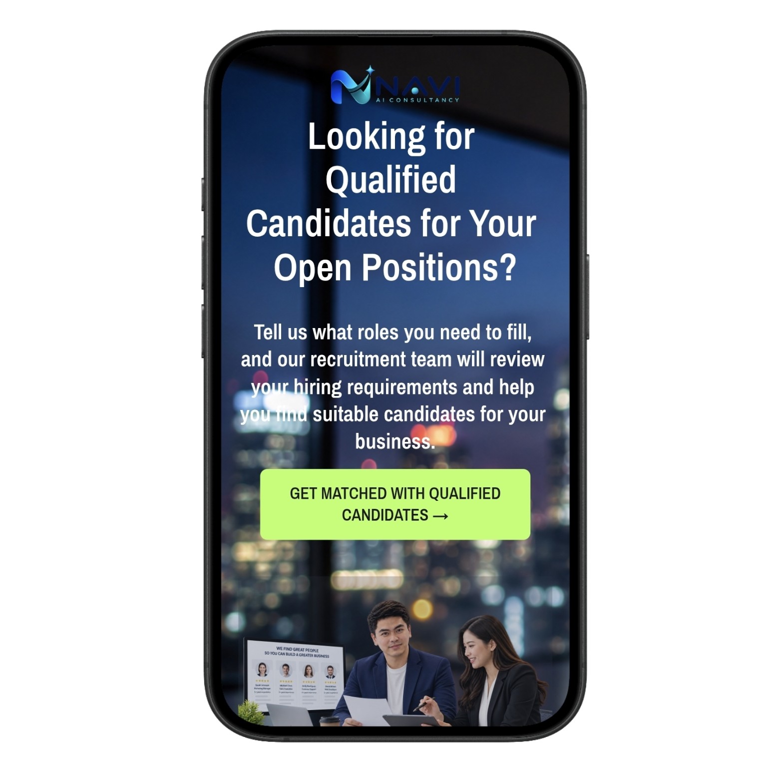 Mobile recruitment landing experience